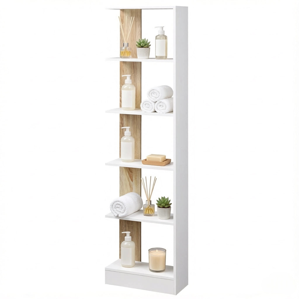 LIBRERIA Aperta 45x21x170 cm Effetto Quercia e Bianco