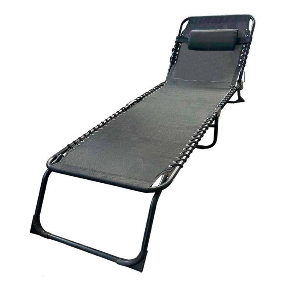 Trade Shop - Lettino Prendisole Sdraio Senza Parasole In Textilene Nero Reclinabile Giardino 483010 -