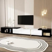 Mobile TV girevole, Lunghezza variabile, 140-260x40x30 cm, Bianco e Nero