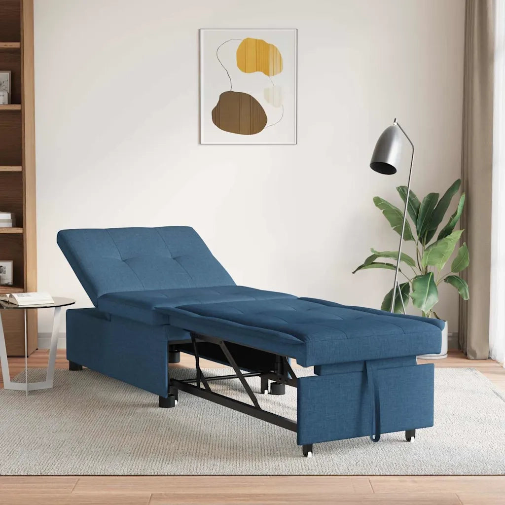 Divano letto | Sof¨¤ letto | Letto singolo Estraibile Blu 194 x 50 x 82 cm Tessuto