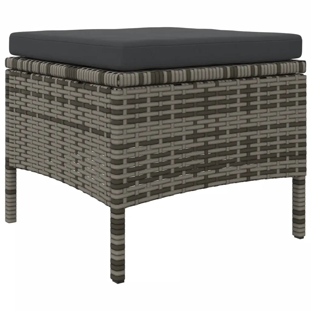 Divano Giardino 2 Posti con Tavolo e Sgabelli Grigio Polyrattan