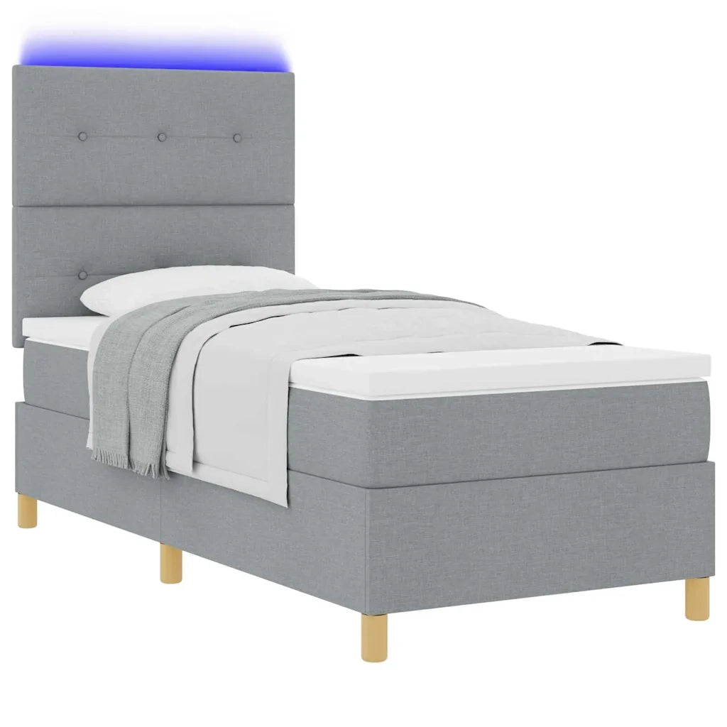 Letto a Sorgente LED Grigio chiaro 100 x 200 cm Tessuto 3343075