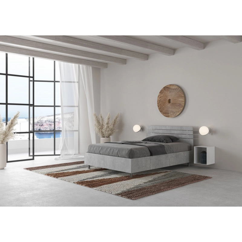 Letto 1 piazza e mezza 120x200 cm testata dritta con doghe Ankel - Contenitore,Grigio