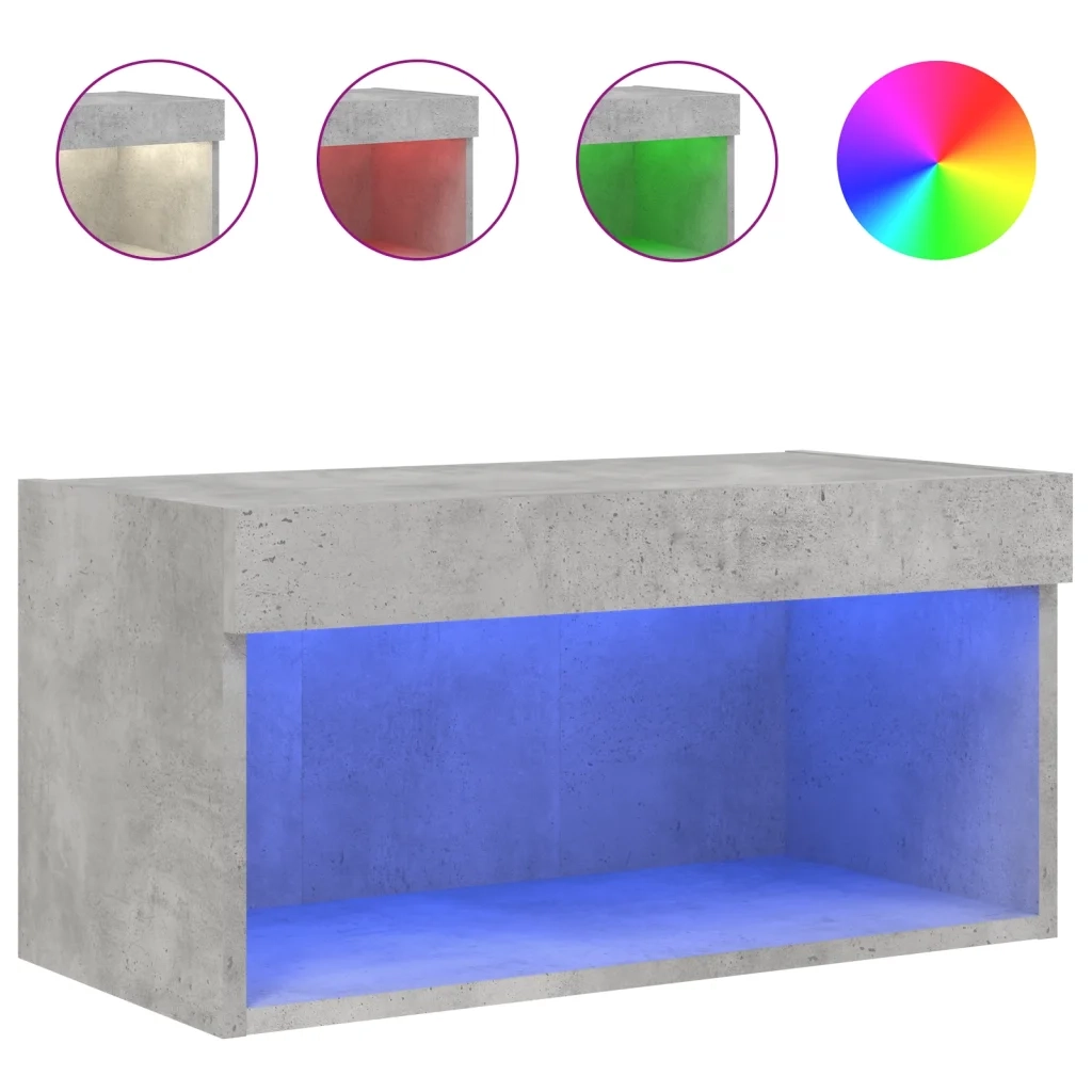 Mobile Porta TV con Luci LED-Mobile per TV-Credenza TV Grigio Cemento 60x30x30 cm