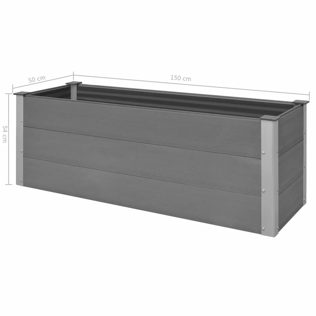 Fioriera rialzata per piante e fiori giardino WPC 150 x 50 x 54 cm grigio 02_0001240