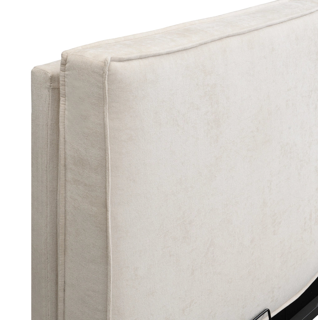 Letto matrimoniale 180x200 cm in ciniglia beige con rete