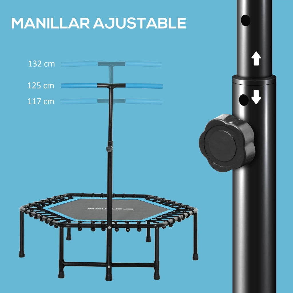 Trampolino Fitness ¨C Xylo ¨C 114x114x132 cm con maniglia regolabile 3 livelli telaio acciaio blu