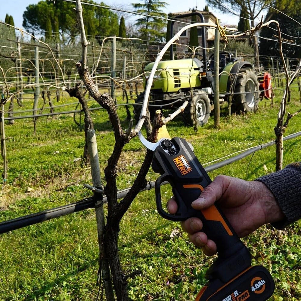 Nitro WG330E Cesoie da giardino senza spazzola da 20V 25 mm - taglio senza sforzo grazie all'azionamento elettrico, batteria da 2 Ah e caricatore