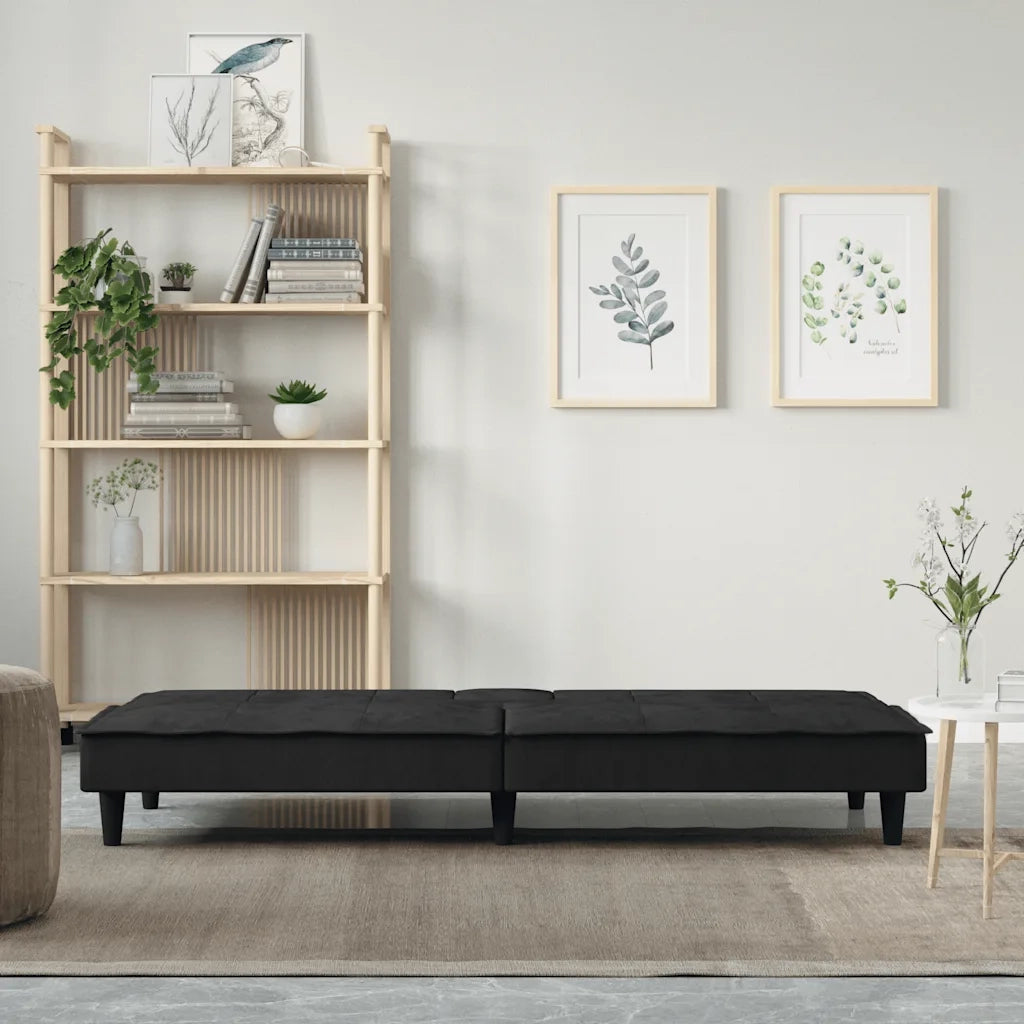 Divano Letto con Portabicchieri in Velluto Nerocod mxl 119534