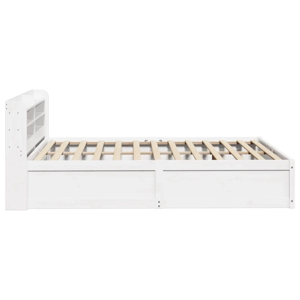 Letto matrimoniale | Letto per adulti | Giroletto con Testiera Bianco 135x190 cm Legno Massello di Pino