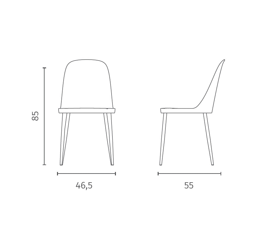 Sedia Tamara in Polipropilene Ruggine con Struttura in Metallo in Tinta - Design Moderno Ergonomico per Ambienti - Set da 4