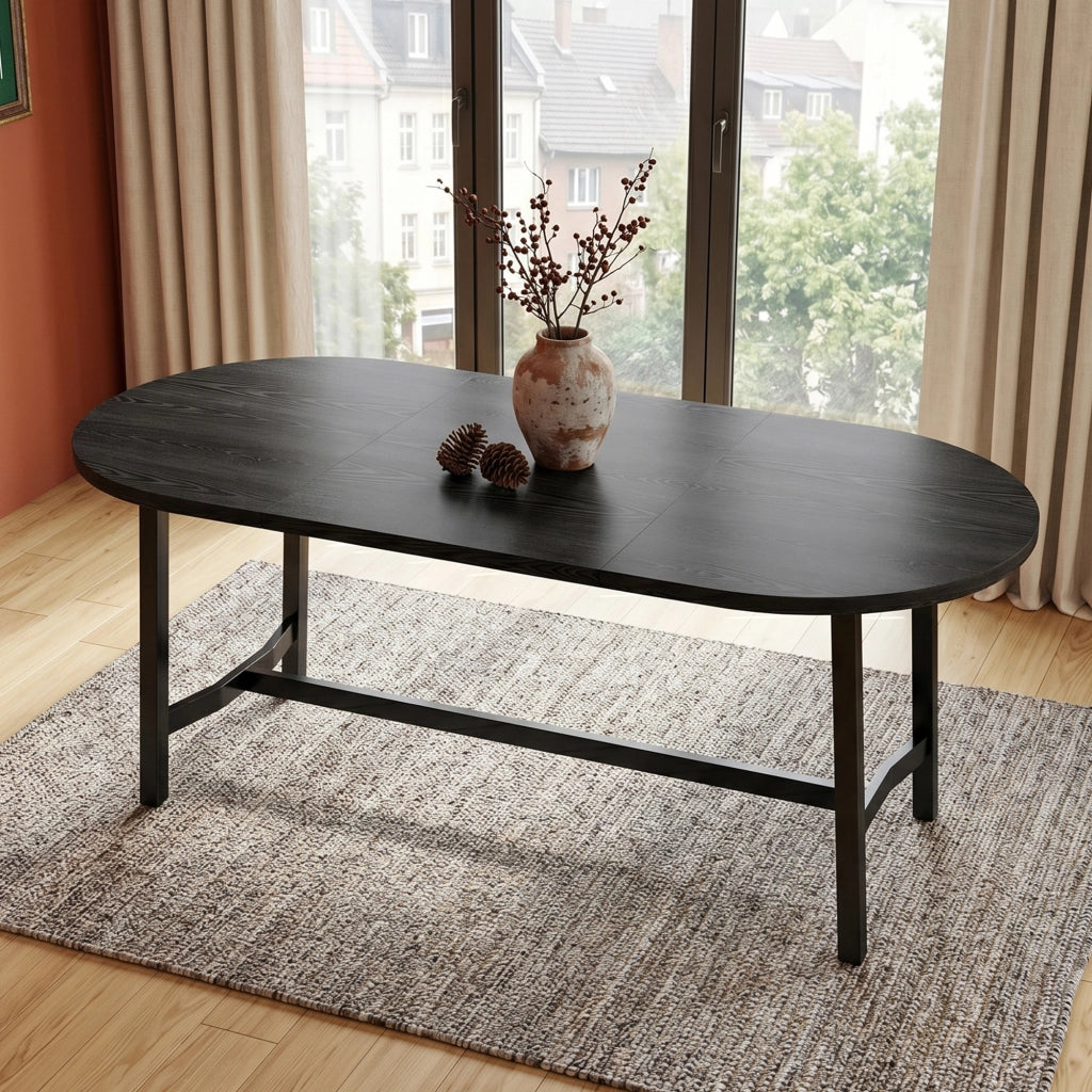 Tavolo da pranzo 6-8 posti con angoli arrotondati - per sala da pranzo - 180x80x75 cm - nero