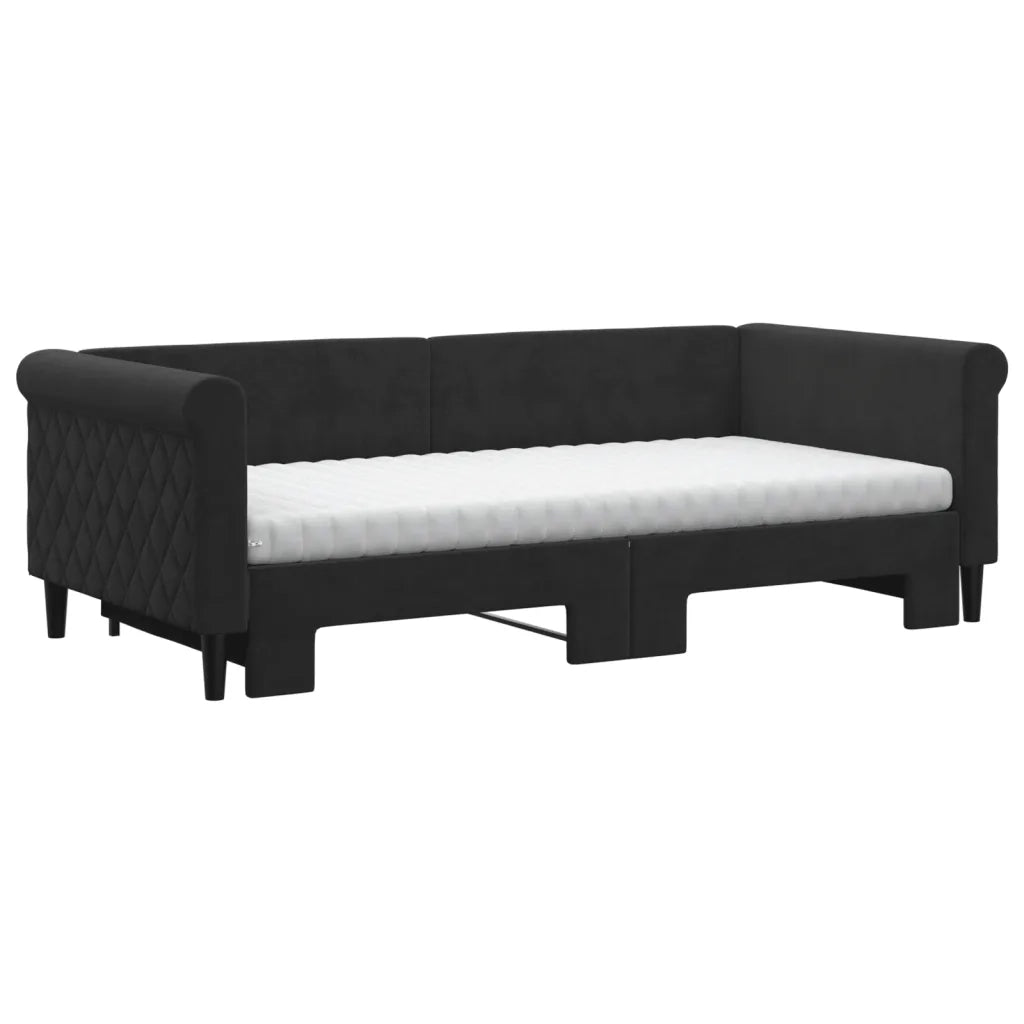 Divano Letto Estraibile con Materassi Nero 90x190 cm Velluto 3197810