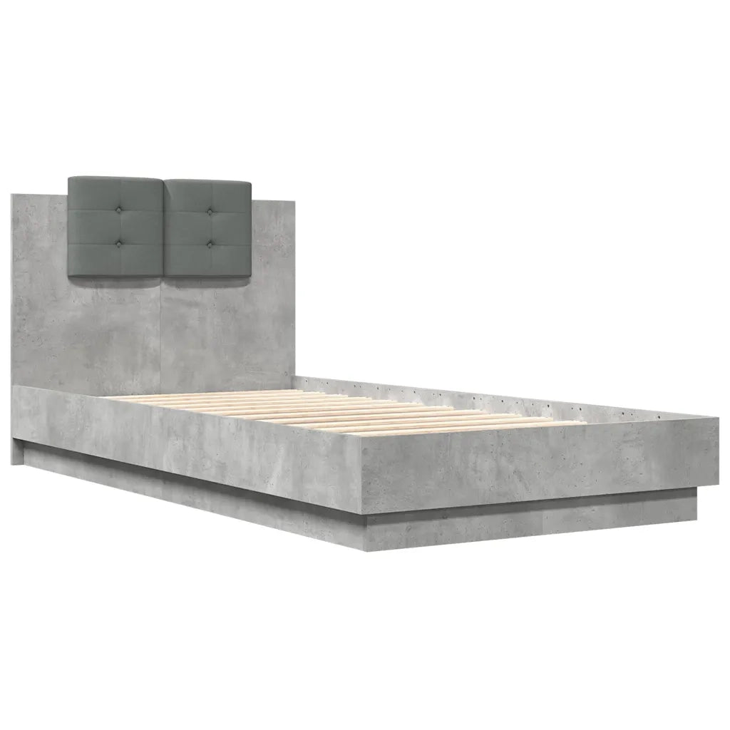 Giroletto Testiera-Struttura Letto Grigio Cemento 75x190 cm Legno Multistrato 225080