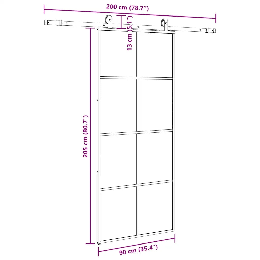 vidaXL Porta Scorrevole con Ferramenta Nera 90x205 cm in Vetro ESG