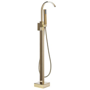 Rubinetto per vasca da bagno Rubinetto per vasca freestanding in ottone dorato lucido con doccetta a pavimento Design moderno