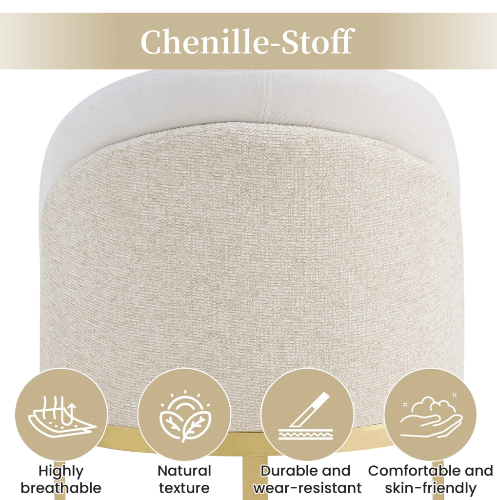 Set di 2 sedie in cheniglia beige con gambe metalliche dorate