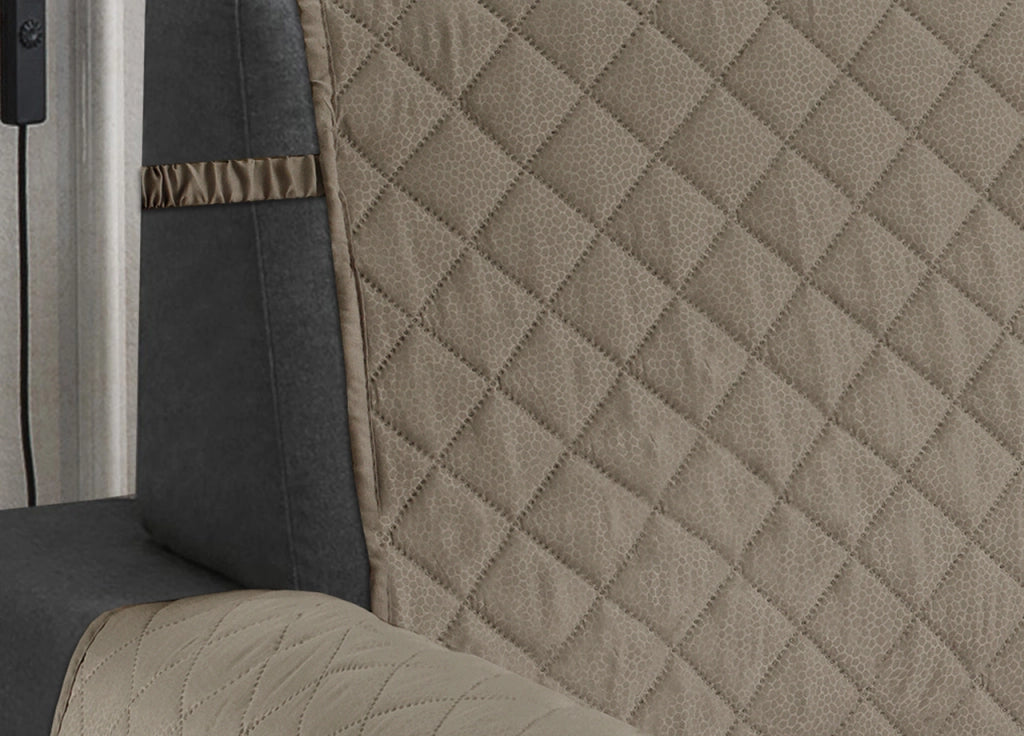 Copridivano Trapuntato Impermeabile Antimacchia Mod. Imperiale Pitonato Tortora - Poltrona - Tortora