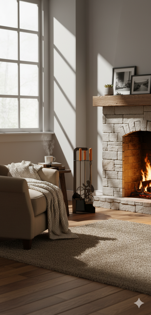 Trespolo per Attrezzi Camino Sagoma Ciclista con Paletta Scopino Attizzino e Pinza 15,6x23,5x65 cm in Ferro e Legno