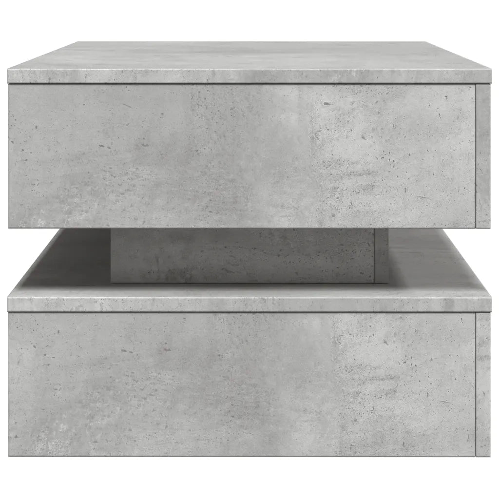 Tavolino da Soggiorno con Luci LED-Tavolino da Salotto-Tavolo Grigio Cemento 90x50x40 cm 226904