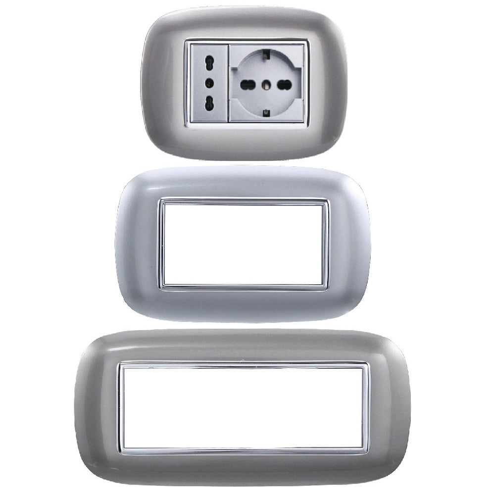 Trade Shop - Placca Oval 3 4 6 Moduli Colore Silver Compatibile Con Bticino Axolute -