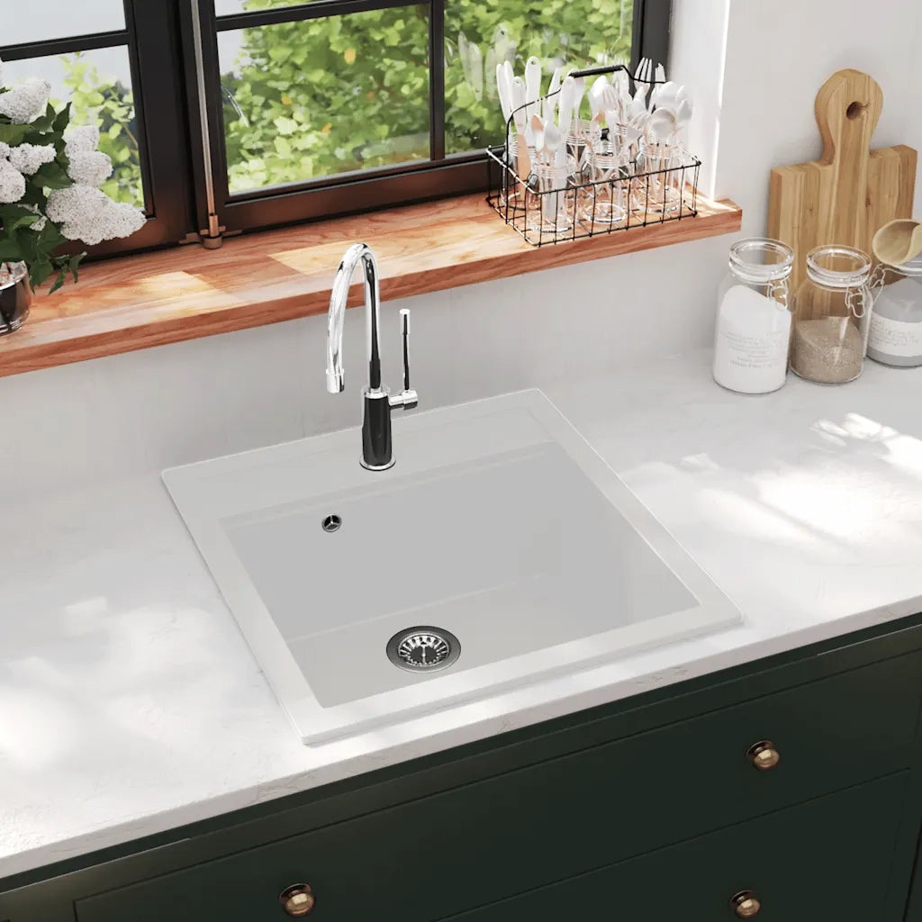 Lavello da Cucina in Granito Vasca Singola Bianco CFW2816520