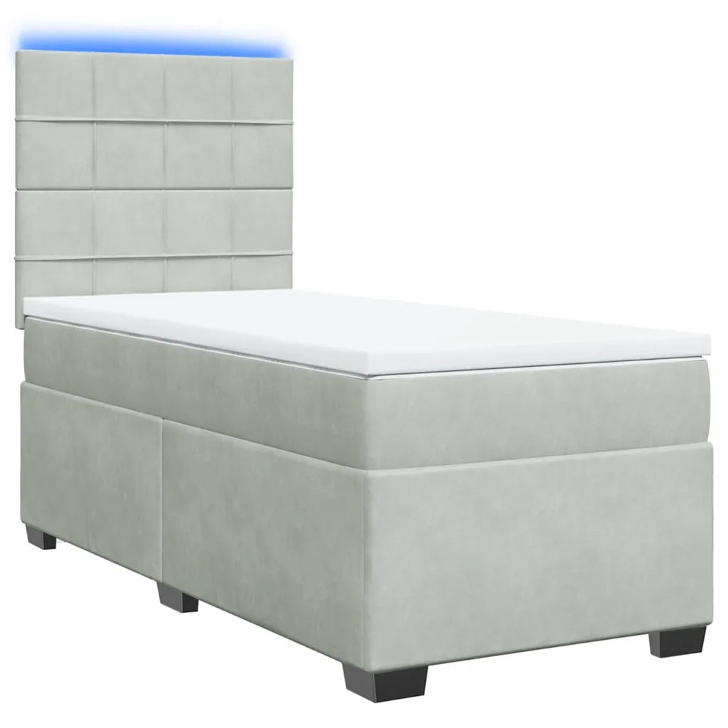 Giroletto a Molle con Materasso Grigio Chiaro 100x200cm Velluto