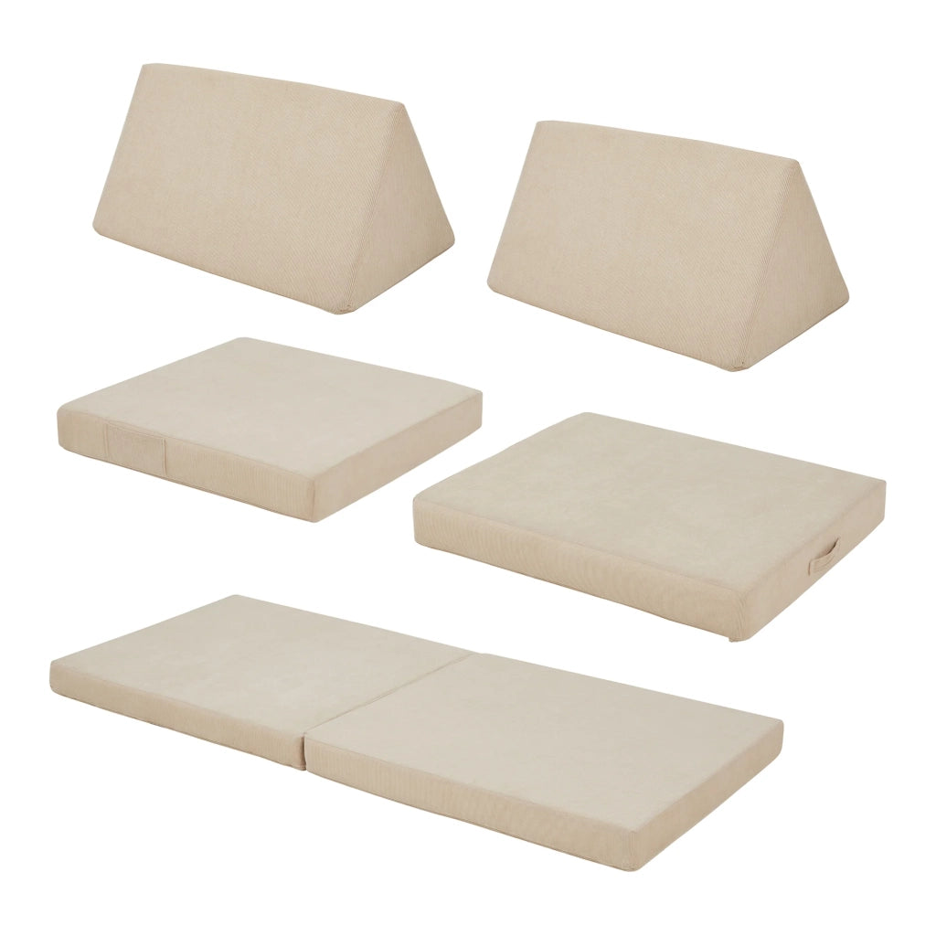 Set divano e poltrona da gioco 5 pezzi 150 x 66 x 46 cm velluto a coste beige 03_0009145