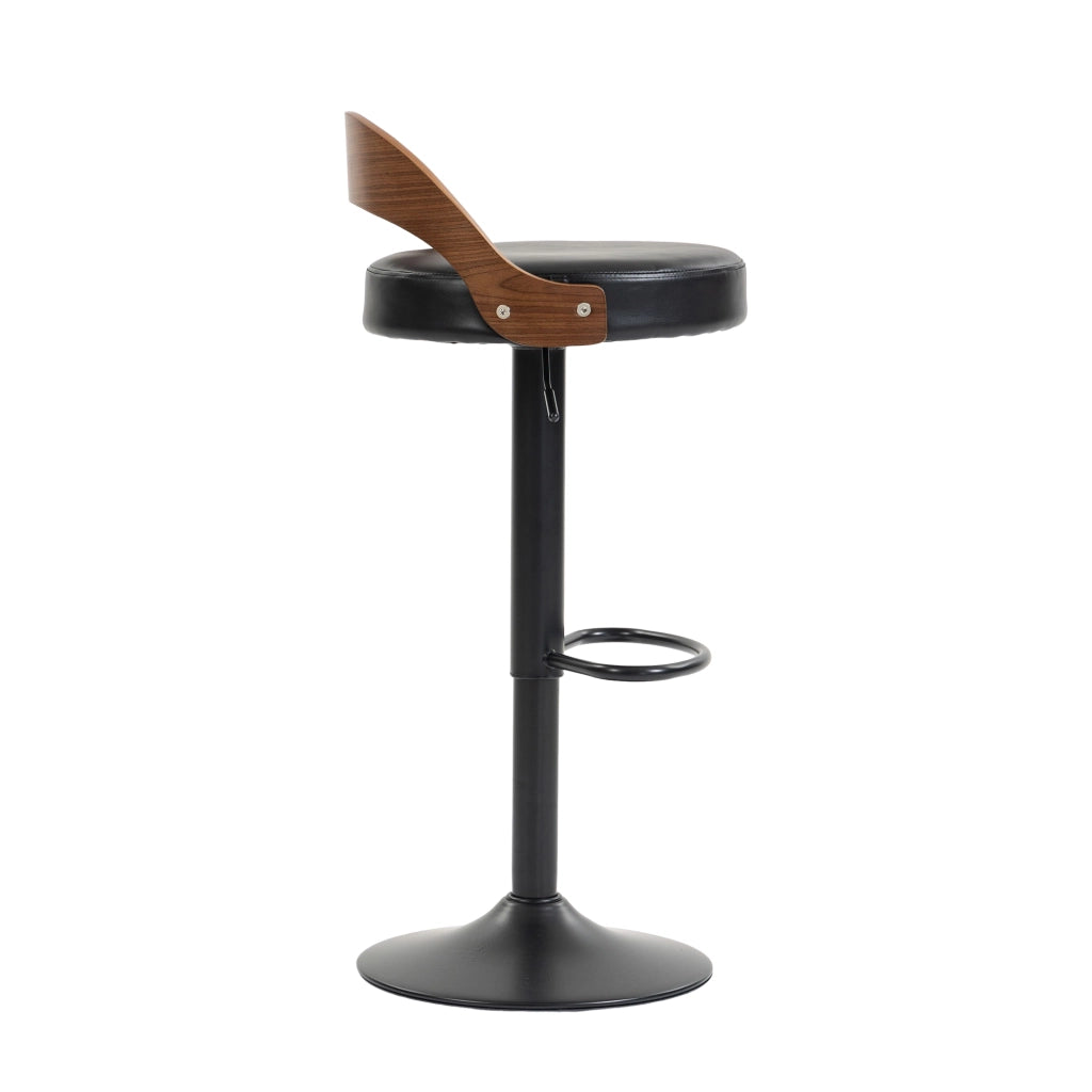 Sgabello da Bar Set da 2 Girevole con Altezza Regolabile, Schienale Ergonomico, Similpelle Nera 42.5 cm