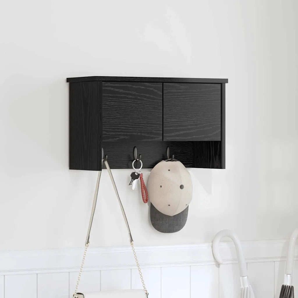 vidaXL Appendiabiti a muro con lo scaffale Rovere nero 50 x 20 x 30 cm