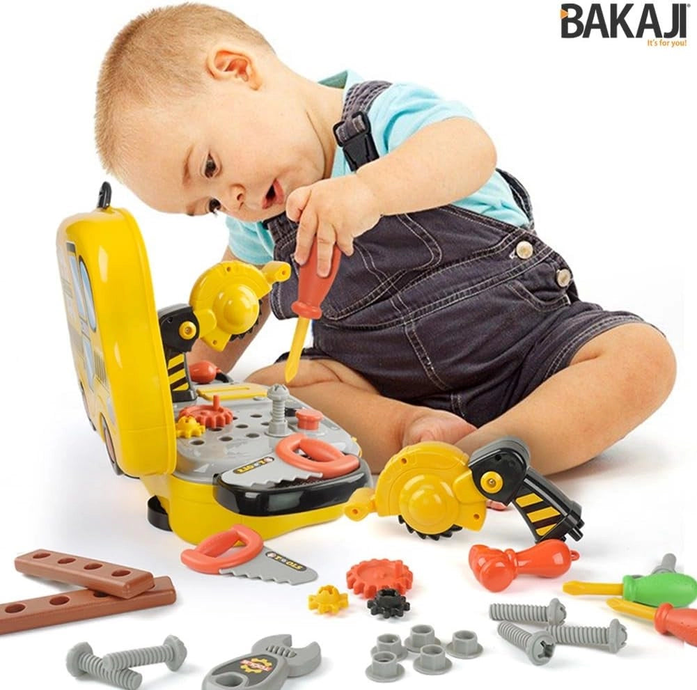Valigetta per Attrezzi Giocattolo per Bambini con 31 Accessori Fai da Te Giallo