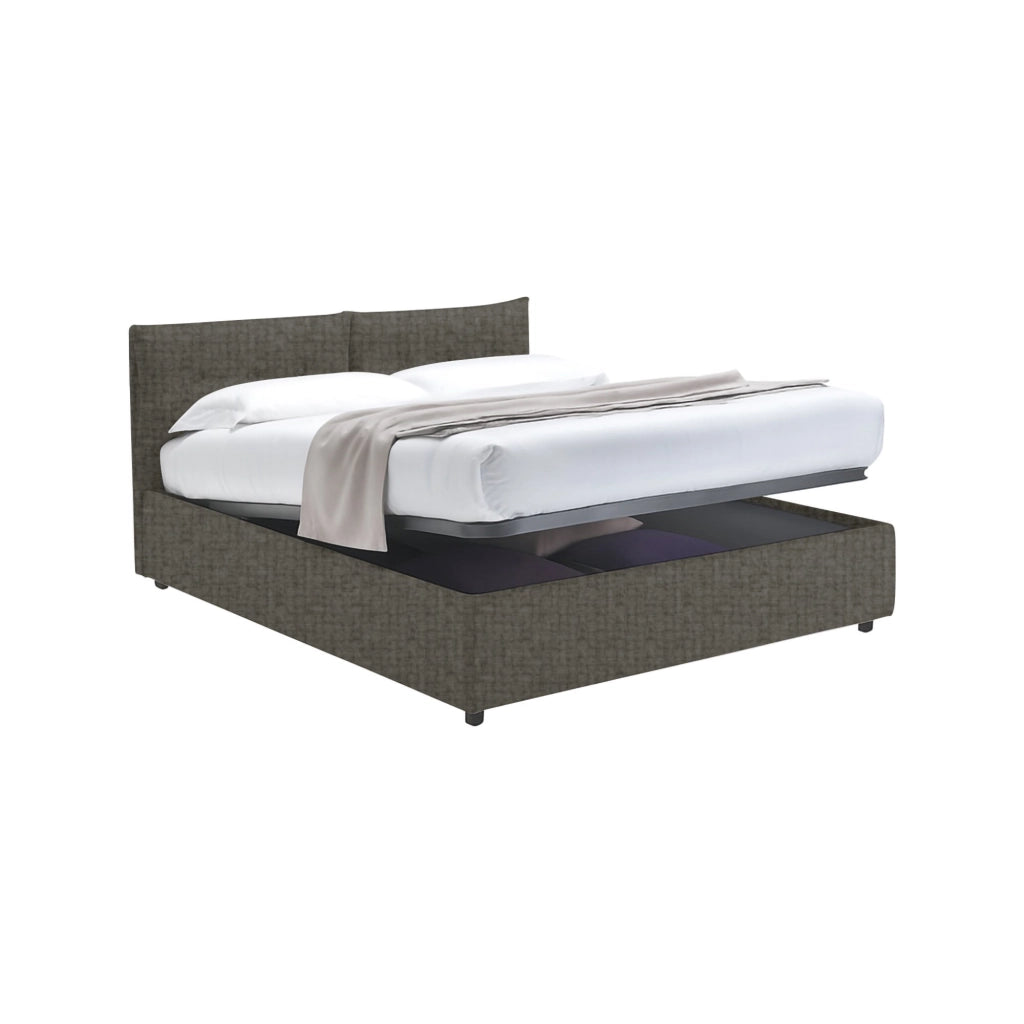 Exeter, Letto Singolo Sfoderabile Made in Italy, Grigio Tortora