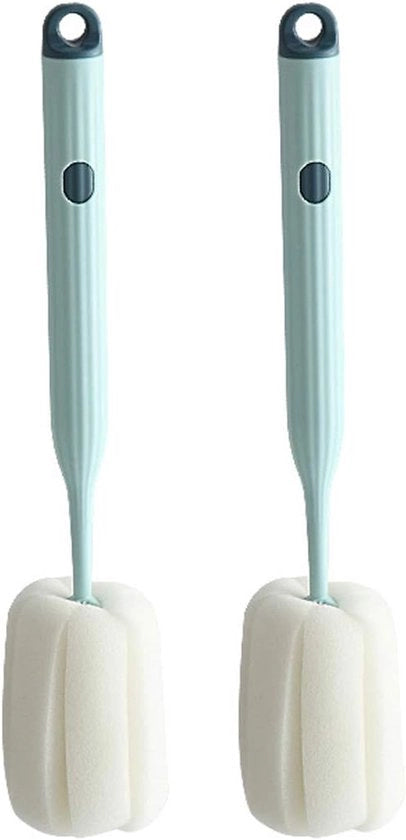 Set di pennelli per biberon - 2 pennelli per biberon morbidi e facili da pulire. I pennelli per biberon possono rimuovere efficacemente macchie e residui sul fondo del biberon (blu).