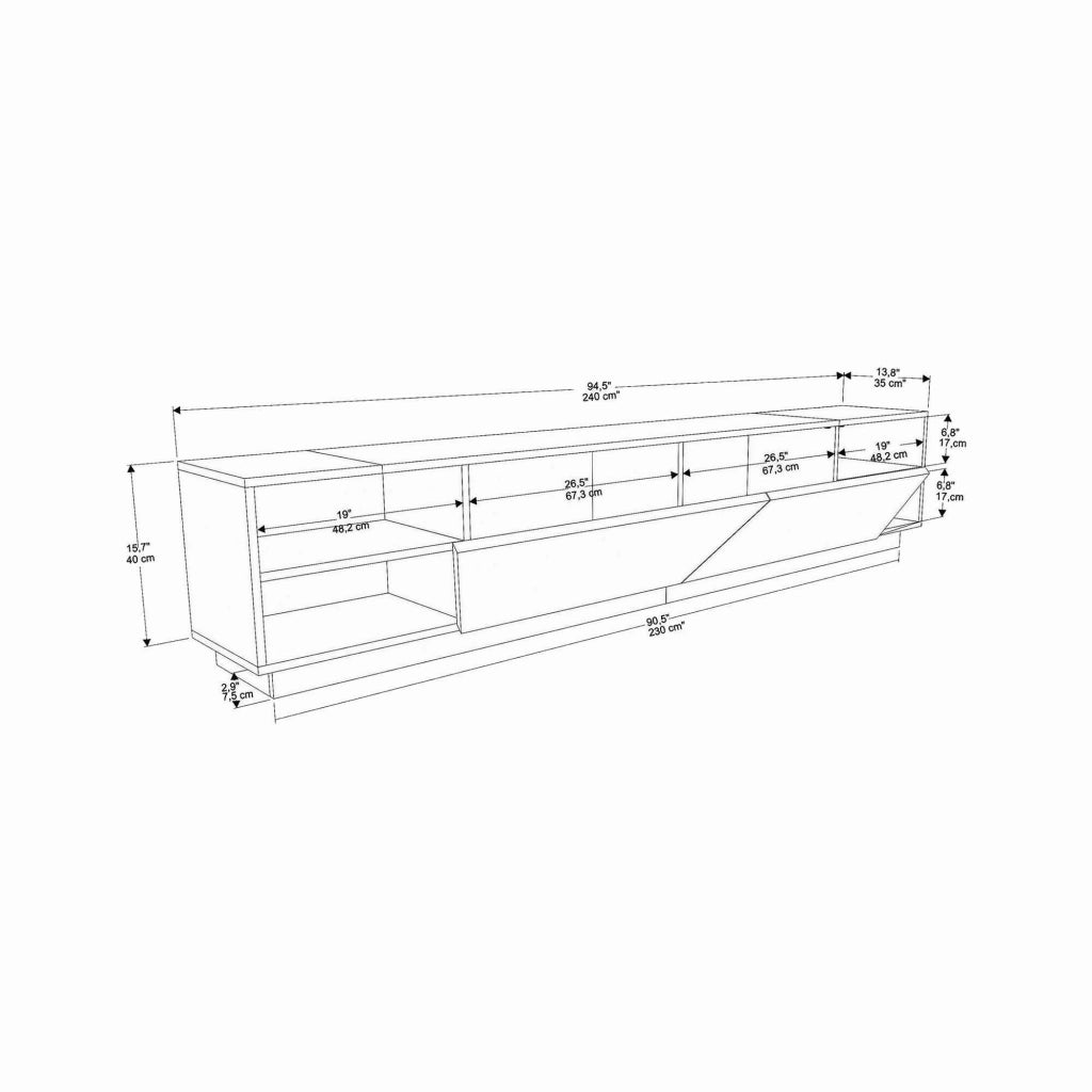 Mobile porta TV Apat, Credenza da soggiorno, Armadio basso per TV, Base parete attrezzata, 240x37h47 cm, Bianco