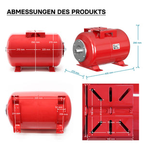 Vaso di espansione 24 l orizzontale per impianti idrici, sistemi autoclave, con membrana EPDM