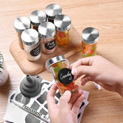 Set di contenitori per erbe, rotondi, con dispositivo di dispersione, 100 ml, macinatore di erbe in vetro con coperchio in acciaio inossidabile a viti, 30 contenitori per erbe con imbuto, etichetta, contenitori per erbe, conservazione delle erbe