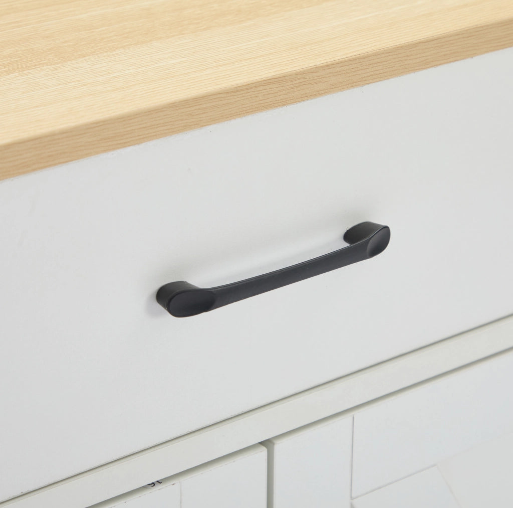 Madia bianca in MDF con 3 cassetti e 4 ante, 160 x 37 x 75 cm