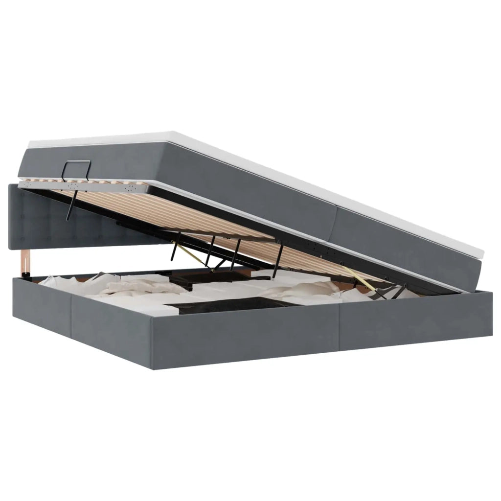 Letto con Contenitore Grigio scuro 200 x 200 cm Velluto 3370900