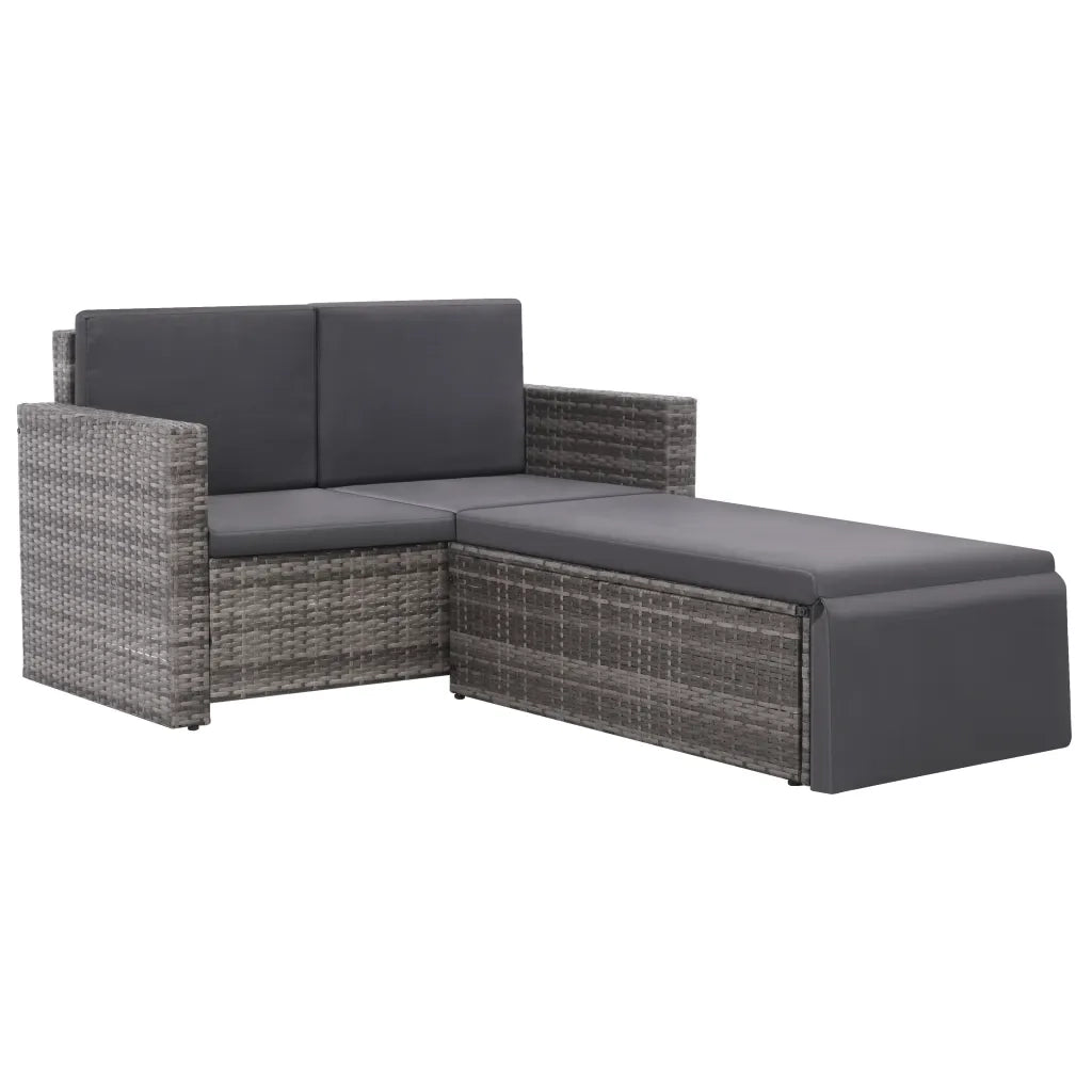 Set Divani da Giardino 2 pz con Cuscini in Polyrattan Grigio 44422