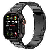 Cinturino di sostituzione per orologio Apple compatibile con Ultra 2/Ultra 49mm, S10 46mm, 9/8/7 45mm, SE2/SE/6/5/4 44mm, 3/2/1 42mm, con chiusura a cerniera pieghevole e cinturino in titanio, nero