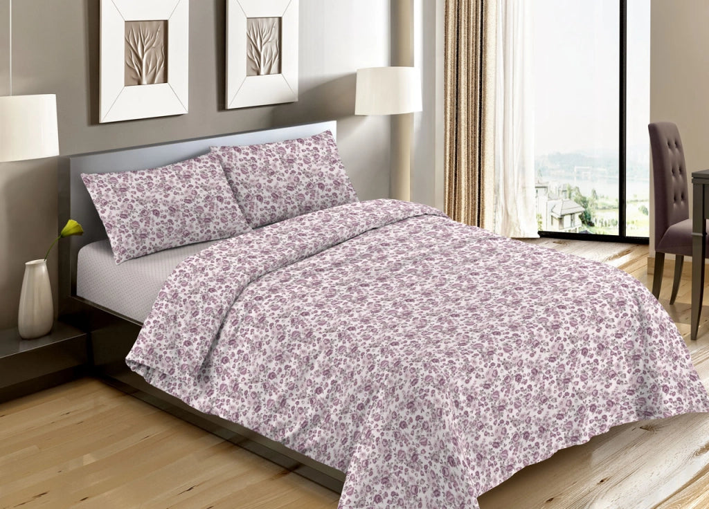 Completo Lenzuola Letto Camera In 100% Cotone Made Italy Vari Disegni RP - Piazza 1-2 - Susan Rosa