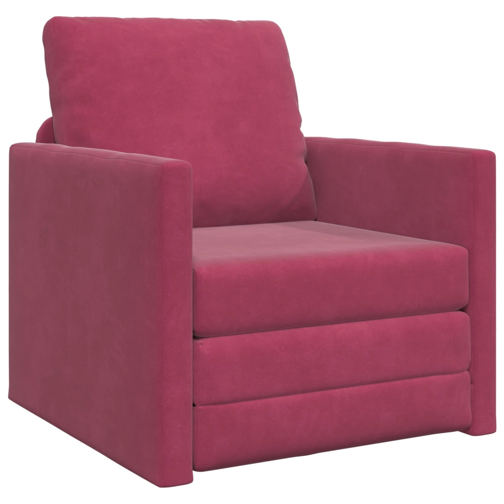 Divano letto 2-in-1 Rosso Vino 74x77x81 cm in Velluto