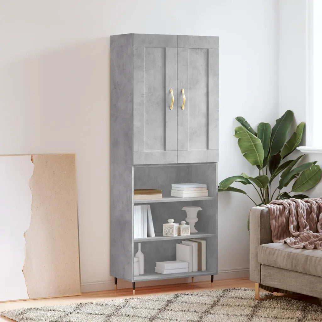 Credenza-Buffet-Armadio da cucina Grigio Cemento 69,5x34x180 cm in Legno Multistrato 998562