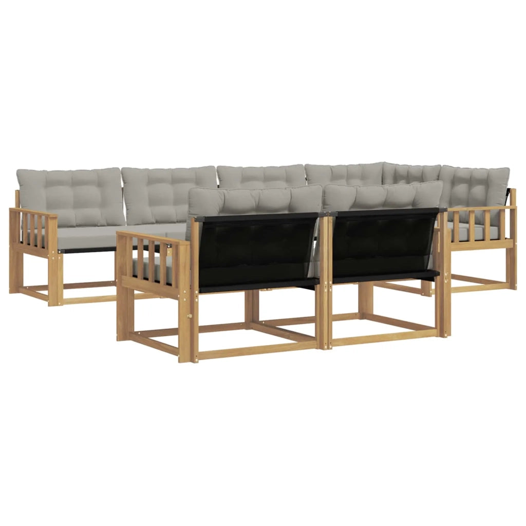 Set di divani da esterno 7 pz Bianco e Grigio Chiaro 3388777
