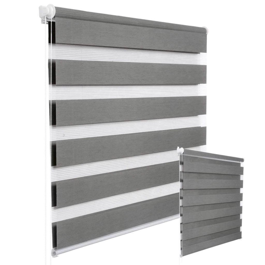 Tenda a rullo zebrata giorno e notte per finestre trasparenti o oscuranti effetto legno 70x150cm grigio 19_0000812