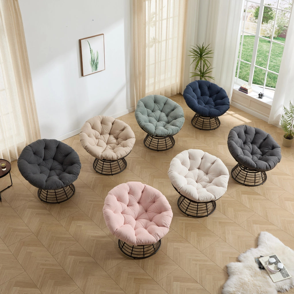 Sedia Papasan girevole 360° con cuscino grigio