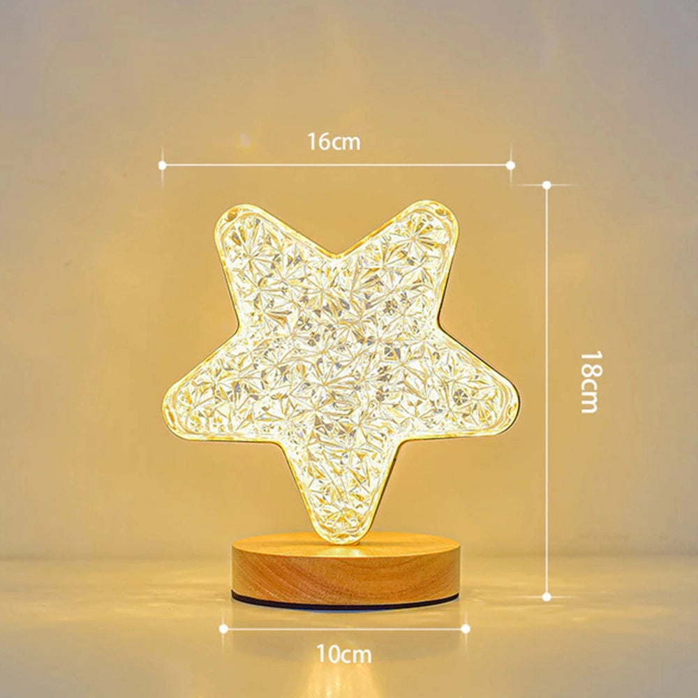 Trade Shop - Lampada Da Tavolo A Forma Di Stella Ricaricabile Usb Touch 3 Intensità Di Luce -