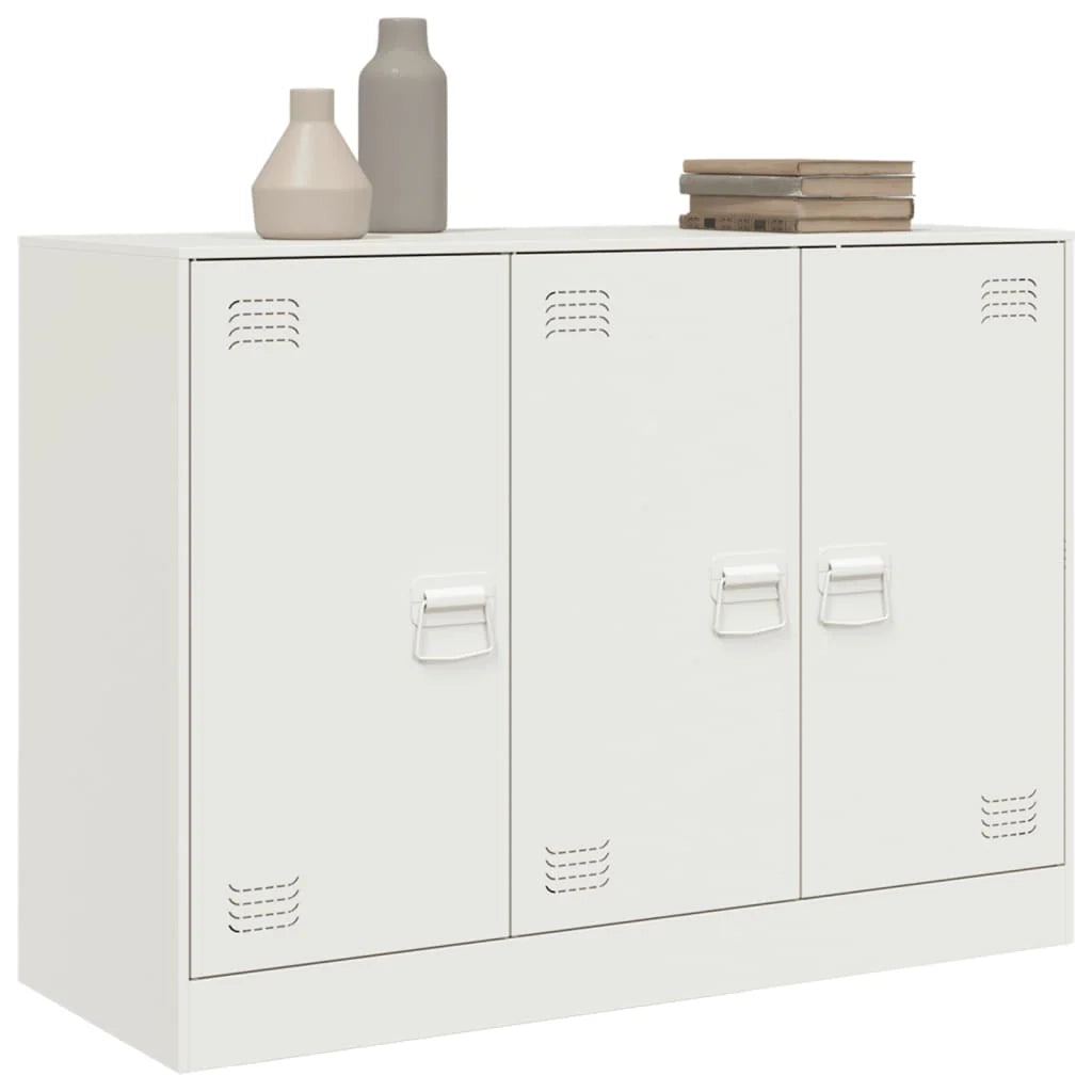 Buffet credenza cassettiera armadio mobile contenitore organizer per cucina soggiorno salotto 99 x 39 x 73 cm acciaio bianco 02_0030544