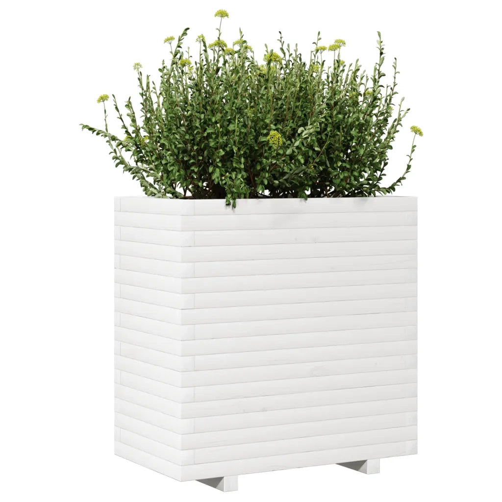Fioriera da Giardino Bianca 70x40x72 cm Legno Massello di Pino 3282630