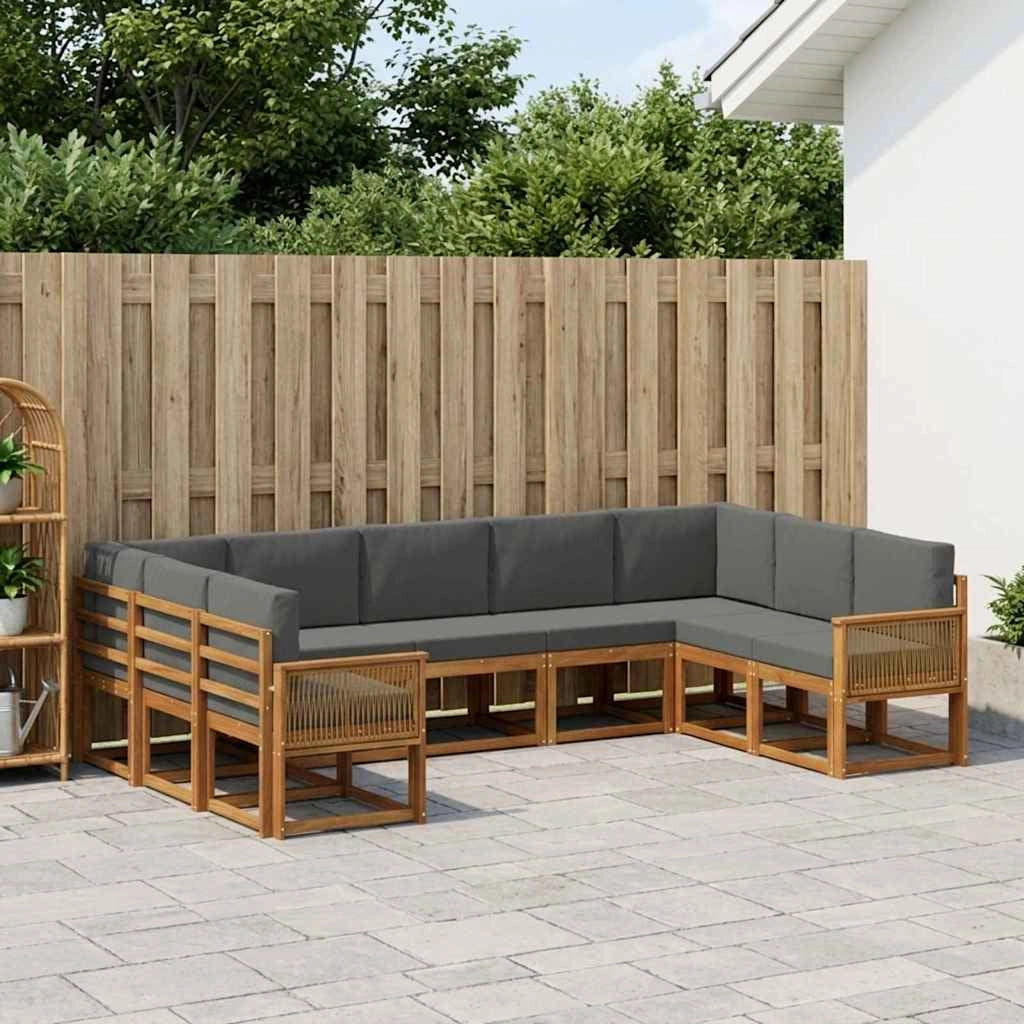 Set di divani da esterno 9 pz Naturale e Antracite 3385538